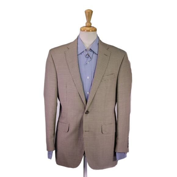 Ike Behar Light Brown Check Wool Linen 2-Btn Sportcoat Blazer 40R